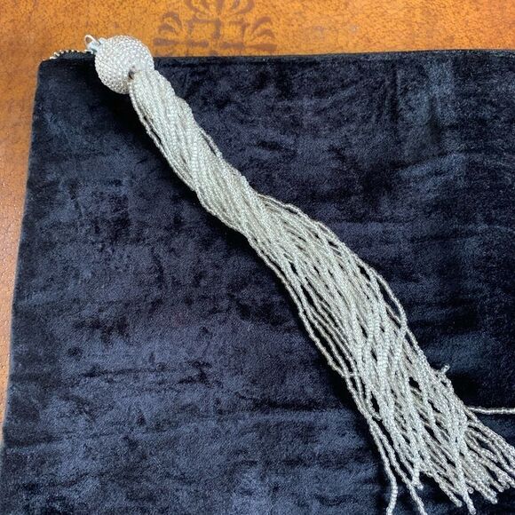 Steve Madden Black Velvet Clutch with Tassel - Picture 5 of 7